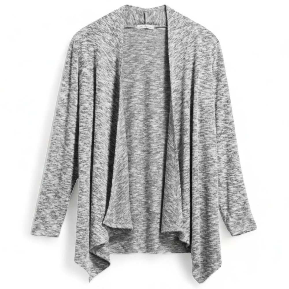 Cotton Emporium | Heather Grey Marybeth Waterfall Brushed Knit Cardigan | L